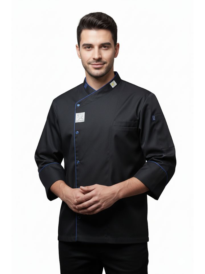 Chef Jacket with Blue Trim